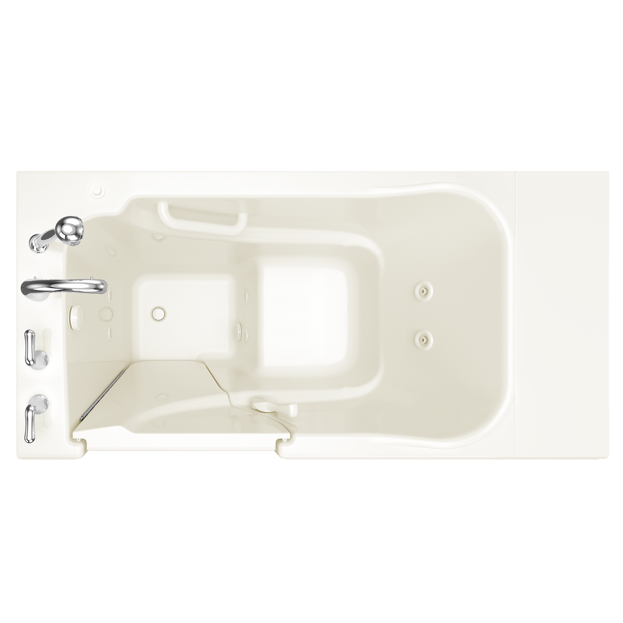Gelcoat Entry Series 52 x 30 Inch Walk In Tub With Whirlpool System - Left Hand Drain With Faucet BISCUIT